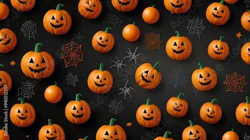 Orange halloween background with pumpkins