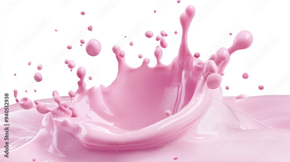 Pink Liquid Splashing and Creating a Crown Shape Pink Liquid Splashing and Creating a Crown Shape
