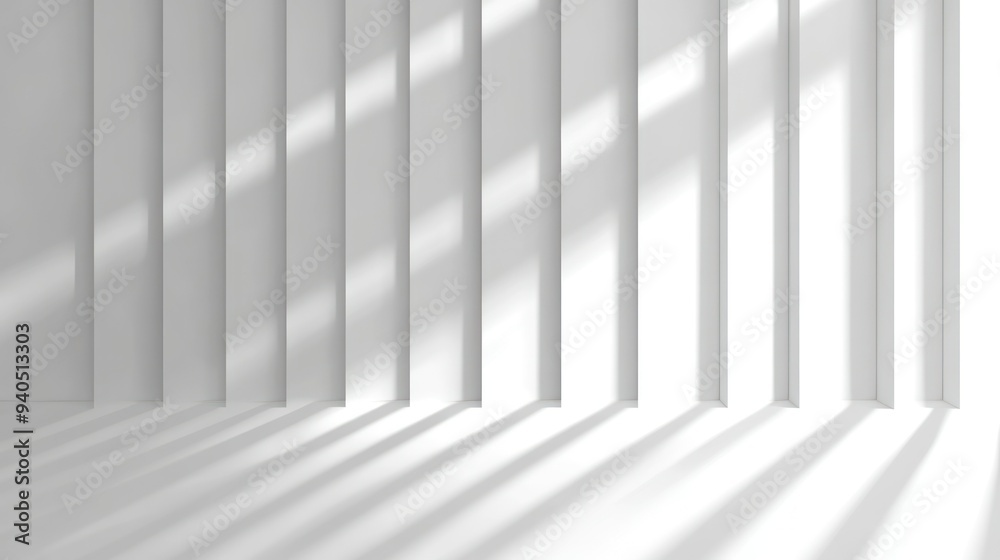White Wall With Vertical Slats and Sunbeams White Wall With Vertical Slats and Sunbeams