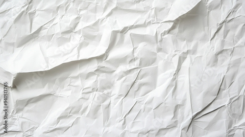 white paper texture background with random creases and folds, creating a chaotic pattern. The texture adds depth and a sense of dynamic motion to the minimalist design