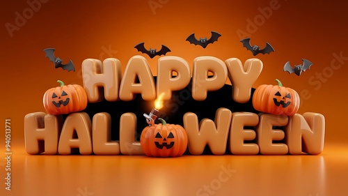 Orange halloween background with pumpkins