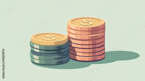 Penny stocks flat design, front view, lowpriced shares theme, animation, colored pastel photo