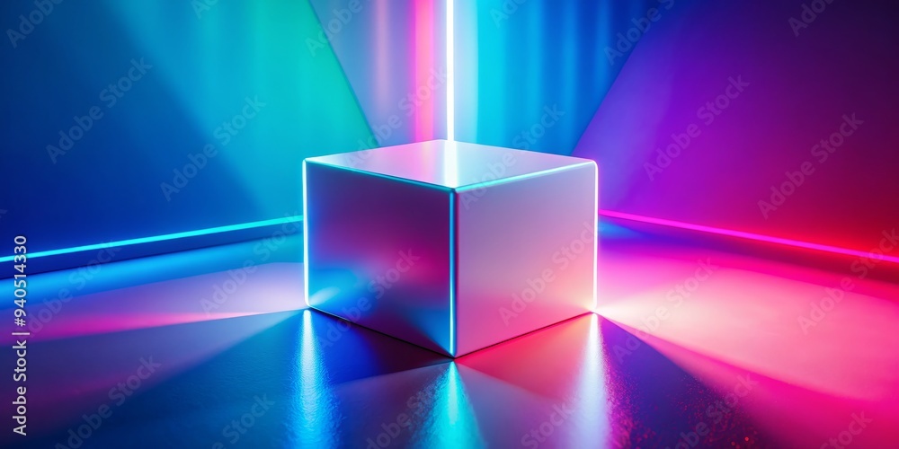 Neon Cube in a Bright Room, 3D Render, Abstract, Minimalism, Neon Light, 3D Rendering, Digital Art Neon Cube in a Bright Room, 3D Render, Abstract, Minimalism, Neon Light, 3D Rendering, Digital Art