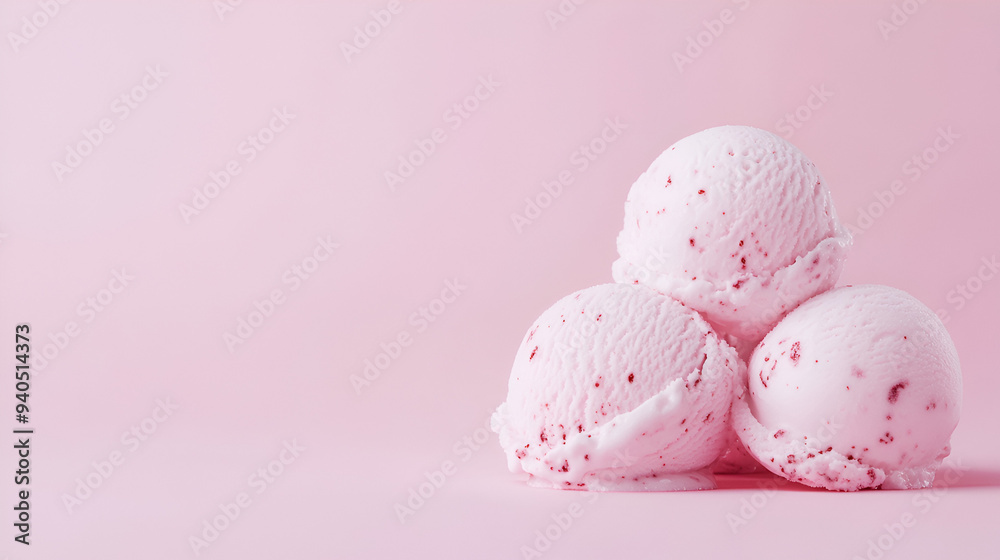 seamless pattern of 3 ice cream scoops on pink background. generative.ai seamless pattern of 3 ice cream scoops on pink background. generative.ai
