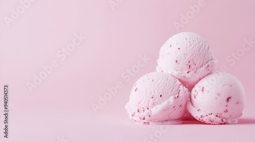  seamless pattern of 3 ice cream scoops on pink background. generative.ai 