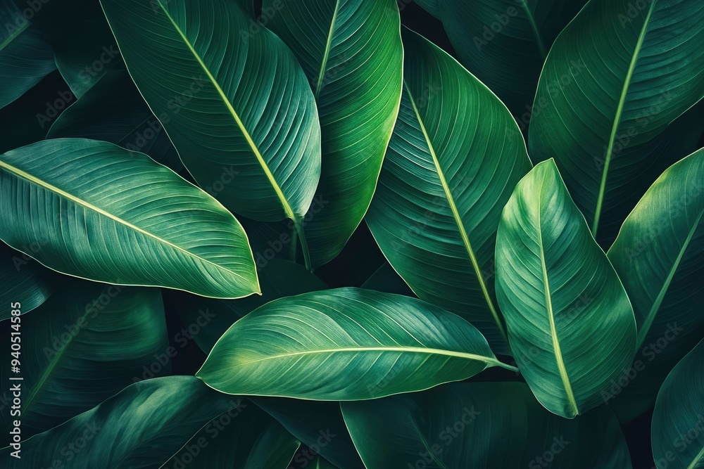 Fototapeta premium Nature leaves, green tropical forest, backgound illustration concept , ai