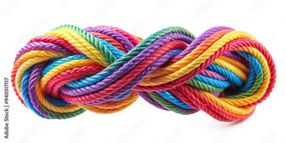 Rainbow Rope Knot A Tangled Symphony of Colors, Rope, Knot, Rainbow