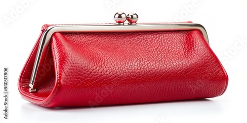 Red Leather Coin Purse with Silver Clasp, coin purse, leather purse, red purse photo