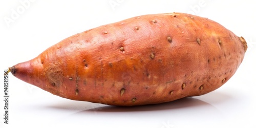 Single Sweet Potato on White Background, sweet potato, root vegetable, nutrition, photo