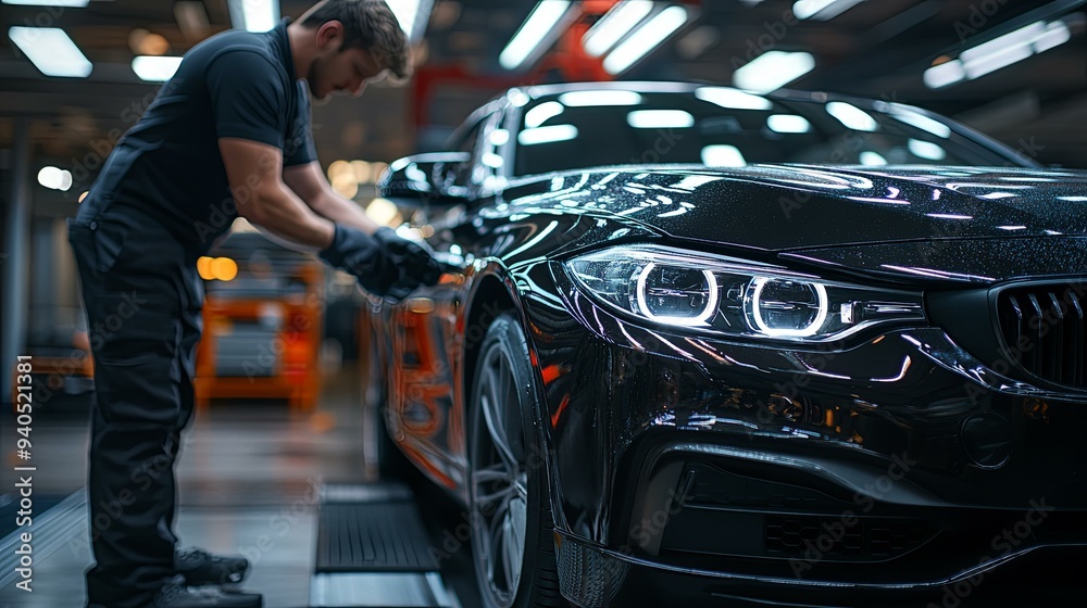 High-Quality Car Detailing Services. Professional car detailing focusing on polishing and appearance enhancement concept High-Quality Car Detailing Services. Professional car detailing focusing on polishing and appearance enhancement concept