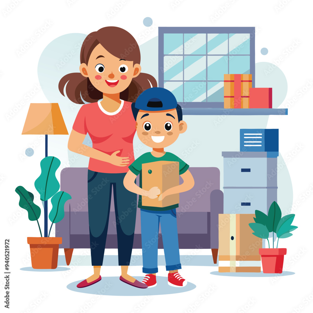 happy mother and child illustration vector happy mother and child illustration vector