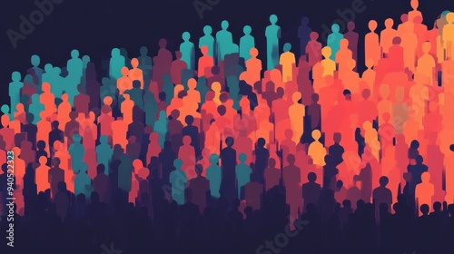 Population growth flat design, side view, increasing numbers theme, animation, Complementary Color Scheme