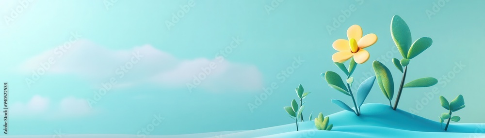 Obraz premium Growth in resilience flat design, side view, strengthening character theme, 3D render, colored pastel