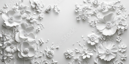 White Floral Design on a Textured Background