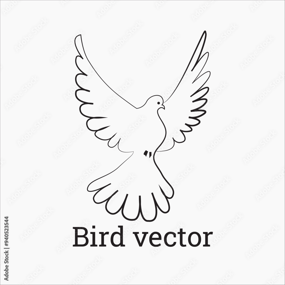 Obraz premium Set of black bird silhouettes. Vector elements for design