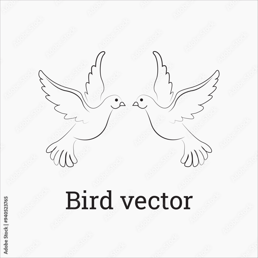 Obraz premium Set of black bird silhouettes. Vector elements for design