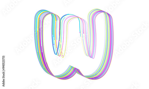 Dynamic letter W, 3D render, vibrant colors. Perfect for modern designs, adding a unique touch to your projects