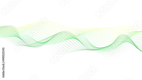 Abstract green wave background. Green wave background. Design element for technology, science, modern concept. Wave lines, motion vector design