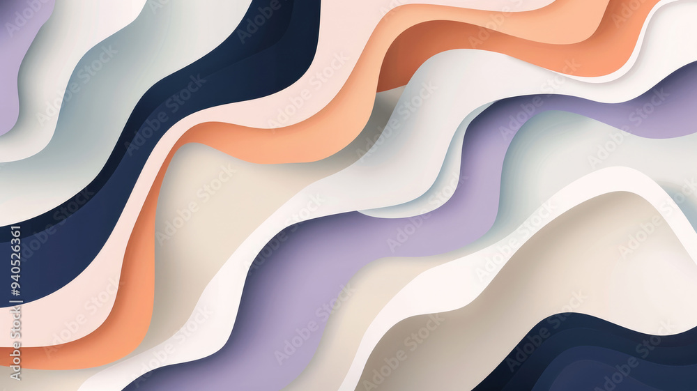 Elegant pastel waves with subtle lavender peach and cream Elegant pastel waves with subtle lavender peach and cream