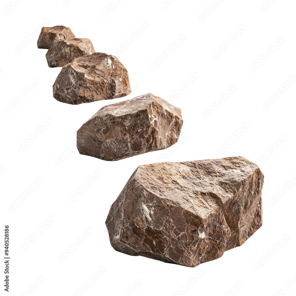 A natural pathway of smooth brown stones leading through a serene landscape, perfect for outdoor and nature-themed projects. Isolated on transparent background. A natural pathway of smooth brown stones leading through a serene landscape, perfect for outdoor and nature-themed projects. Isolated on transparent background.
