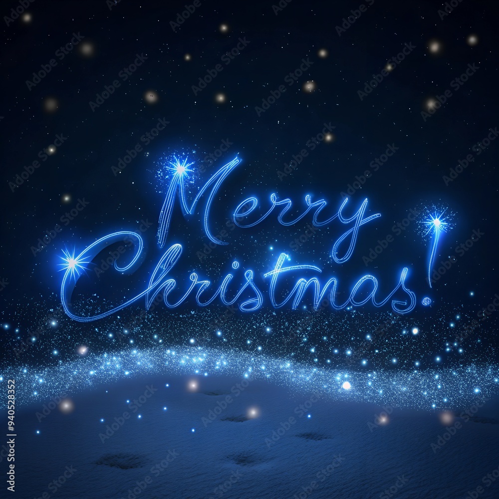 CHristmas greeting with lights on dark blue sky CHristmas greeting with lights on dark blue sky