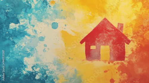 Foreclosure risk flat design, top view, losing property due to high interest rates theme, water color, colored pastel