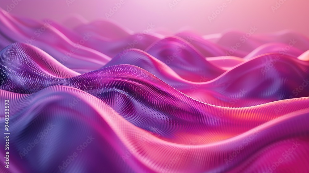 Abstract 3D digital wave art: a mesmerizing visual masterpiece with pink and purple high-saturation background, exuding depth and texture, showcasing a futuristic and modern aesthetic Abstract 3D digital wave art: a mesmerizing visual masterpiece with pink and purple high-saturation background, exuding depth and texture, showcasing a futuristic and modern aesthetic