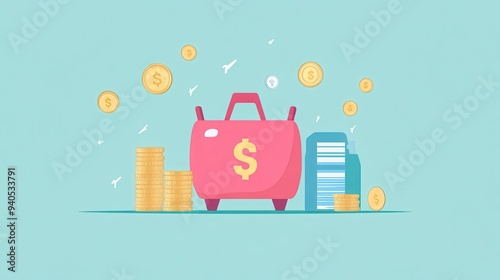 Savings account flat design, side view, interestbearing deposits theme, animation, vivid photo