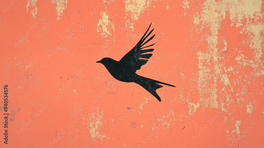 Fototapeta premium Minimalist gift box with a single, abstract bird silhouette
