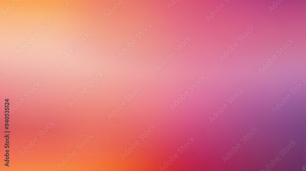 A gradient blend of warm sunset hues—vivid oranges, pinks, and purples - defocused into a smooth blur, creating a vibrant and dynamic backdrop for beauty products. Made with generative AI technology