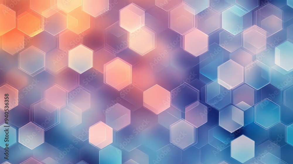 **Title:** Abstract Hexagonal Bokeh Background in Soft Pastel Colors **Title:** Abstract Hexagonal Bokeh Background in Soft Pastel Colors