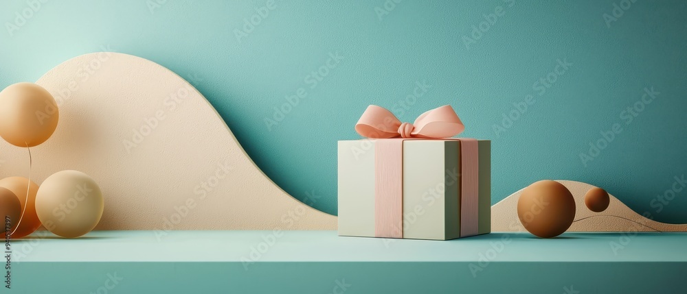 Minimalist gift box with a single, bold, circular shape Minimalist gift box with a single, bold, circular shape