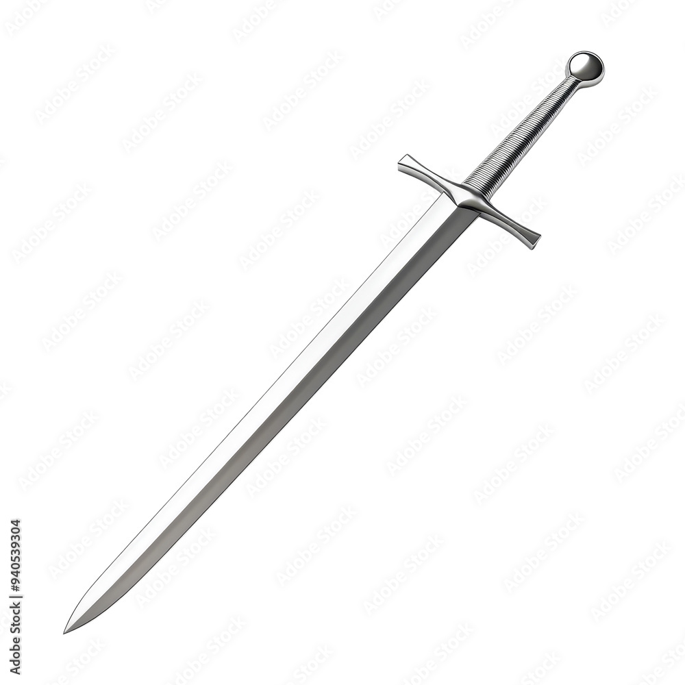 A detailed image of a sleek silver sword with a classic hilt, perfect for fantasy themes and historical contexts. Isolated on transparent background. A detailed image of a sleek silver sword with a classic hilt, perfect for fantasy themes and historical contexts. Isolated on transparent background.