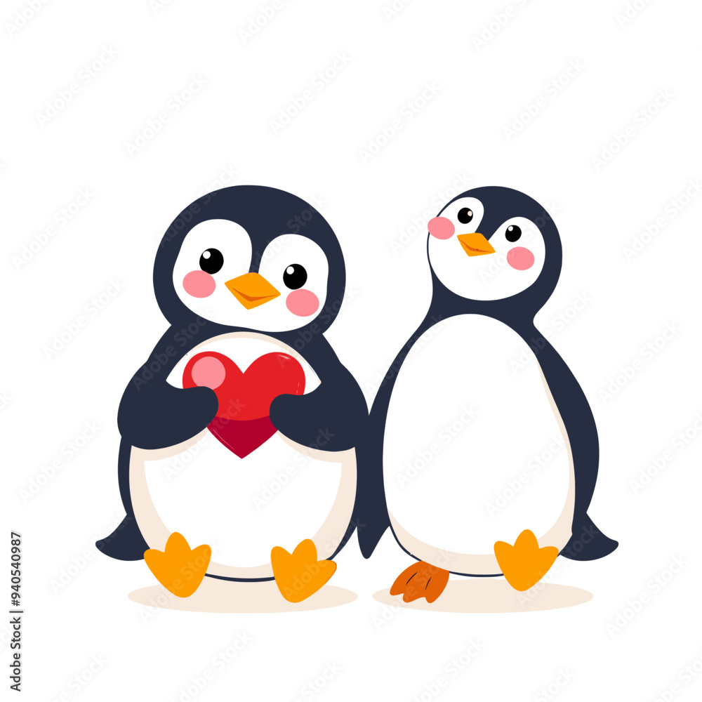 Friendly Penguins Holding Heart Friendly Penguins Holding Heart