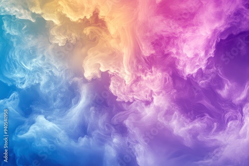 beauty sweet pastel blue and violet colorful with fluffy clouds on sky. multi color rainbow image. abstract fantasy growing light , ai