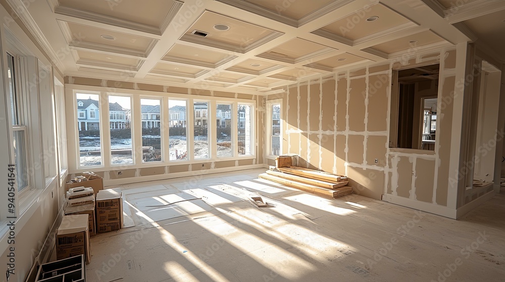 Interior Construction Progress. Workplace Renovation concept Interior Construction Progress. Workplace Renovation concept
