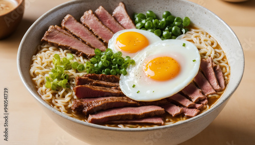Wallpaper Mural A ramen bowl with eggs, meat and vegetables Torontodigital.ca