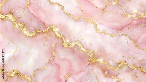 Abstract pink marble background with golden AI generated