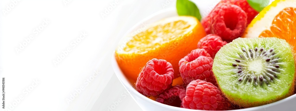 oranges, raspberries, kiwi, and oranges