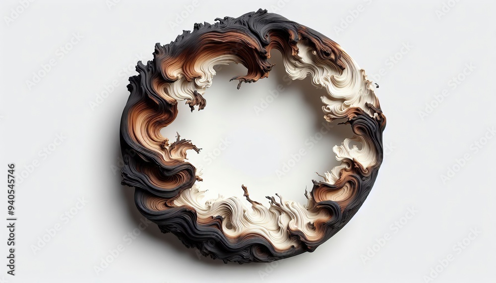 Organic Burnt and Melting Wood Frame with Blended and Flowing Textures in Dark Browns and Off-Whites. Generated with AI. Organic Burnt and Melting Wood Frame with Blended and Flowing Textures in Dark Browns and Off-Whites. Generated with AI.
