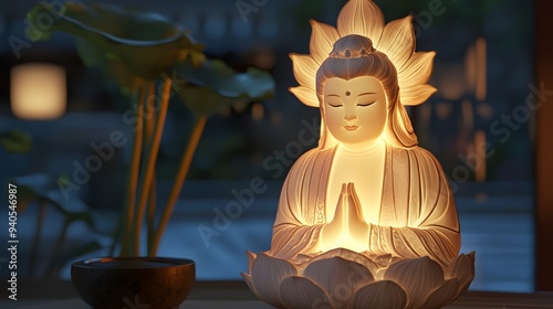 Illuminated Buddha Statue.