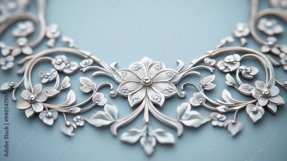 An intricate Art Nouveau jewelry design with floral motifs and curved lines, Art Nouveau, jewelry, decorative An intricate Art Nouveau jewelry design with floral motifs and curved lines, Art Nouveau, jewelry, decorative