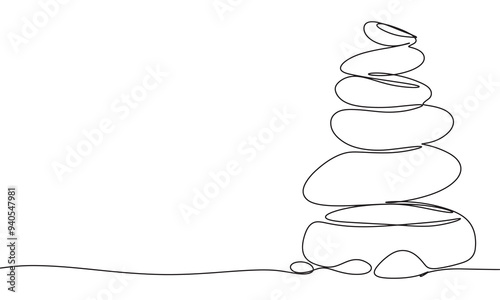 Spa stone stack one line continuous. Hand drawn vector art.