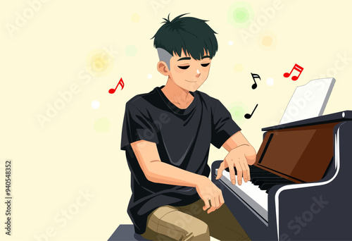 Young Man Playing Piano