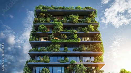 Sustainable Architecture. Green building technologies incorporating renewable materials photo