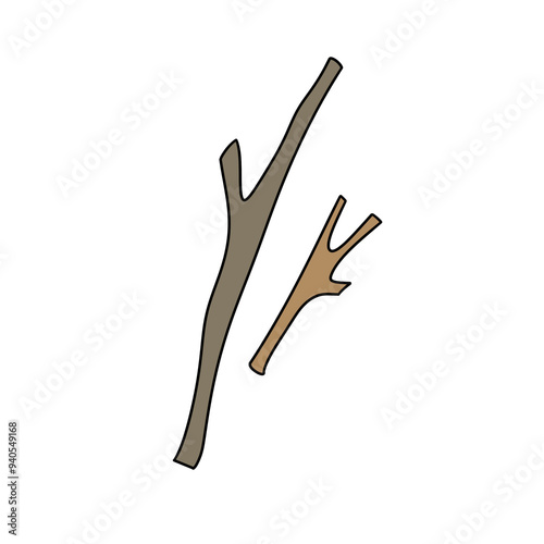 Two branches are shown, one is long and the other is short
