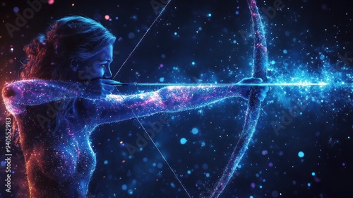Woman Archer with Bow and Arrow