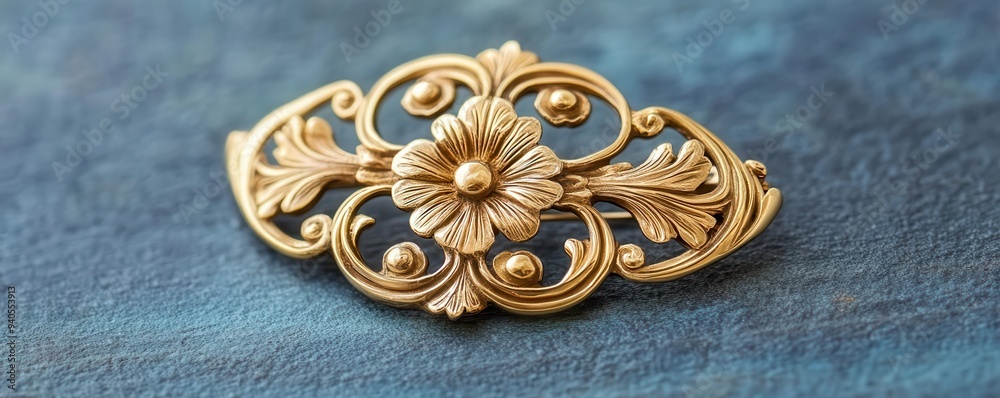 A decorative Art Nouveau brooch with a stylized floral design and flowing lines, Art Nouveau, brooch, ornamental A decorative Art Nouveau brooch with a stylized floral design and flowing lines, Art Nouveau, brooch, ornamental