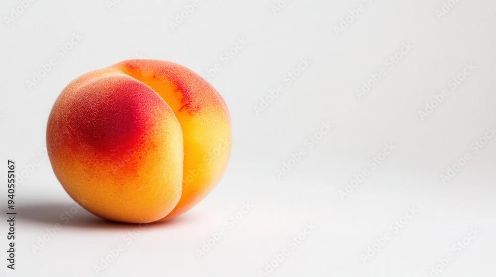 A minimalist composition of a single peach with its soft fuzz in focus against a white background, peach, fuzz, minimalist A minimalist composition of a single peach with its soft fuzz in focus against a white background, peach, fuzz, minimalist