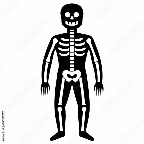 Skeleton Full Body Silhouette Vector Art Illustration